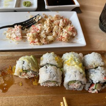 O-Ku - Rolls falling apart covered in imitation crab. It was excessive so I had to scrape it off - Sushi Bars Near Me - Greenville, South Carolina O-Ku - Rolls falling apart covered in imitation crab. It was excessive so I had to scrape it off - Sushi Bars Near Me - Greenville, South Carolina