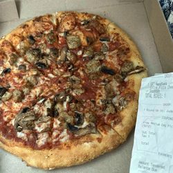 Domino's Pizza - Hand tossed Italian sausage & mushroom with "extra" cheese. #whereISthecheese