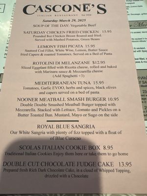 Menu photo 1 Cascone's Kansas City, MO
