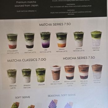 Leev Matcha Atelier - Menu - Desserts Near Me - Las Vegas, Nevada Leev Matcha Atelier - Menu - Desserts Near Me - Las Vegas, Nevada