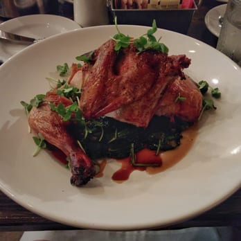 Stone Creek Bistro - Jidori chicken with sauteed spinach - New American Near Me - Blue Jay, California