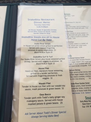 Menu photo 5 The SnakeBite Restaurant Idaho Falls, ID