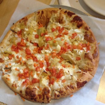 Continental Cuisine - Small white veggie pizza...substituted artichokes for olives.  6 yummy slices. - Pizza Near Me - Fairlawn, Ohio
