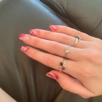 Goddess Nails - great set! red line design acrylics :) - Nail Salons Near Me - Clearwater, Florida Goddess Nails - great set! red line design acrylics :) - Nail Salons Near Me - Clearwater, Florida