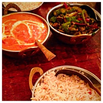 The Dhaba - Kashmiri chicken tikka masala, basmati rice, and kurkuri bhindi. Incredible combo. - Indian Near Me - Tempe, Arizona