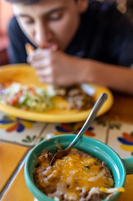 Photo of La Nueva Casita Cafe - Las Cruces, NM, US. Refried Beans ($3/side)