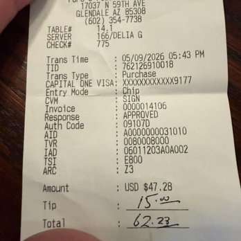 Carlos O'Brien's Mexican Restaurant - Money that wasn't spent at Carlos Obrien's that day... - Mexican Near Me - Phoenix, Arizona