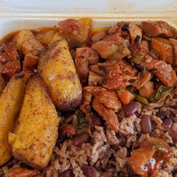 Yambo Restaurant - Sweet Pineapple Chicken with Rice and Beans.