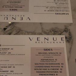Venue Restaurant - Starters and sides menu