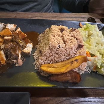Reggae Jerk Hut - Jerk Chicken (white meat) rice and peas, cabbage. - Caribbean Near Me - McKinney, Texas Reggae Jerk Hut - Jerk Chicken (white meat) rice and peas, cabbage. - Caribbean Near Me - McKinney, Texas
