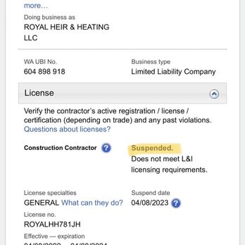 Royal Heir & Heating - SUSPENDED LICENSE - Heating & Air Conditioning/HVAC Near Me Royal Heir & Heating - SUSPENDED LICENSE - Heating & Air Conditioning/HVAC Near Me