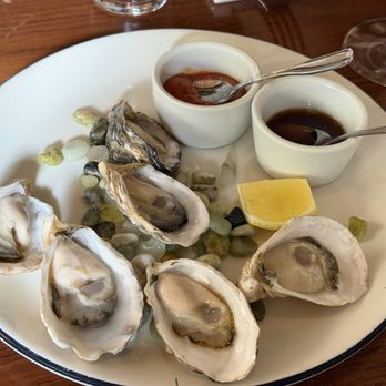Camelia - Oysters on the half shell ponzu mignonette, yuzu cocktail sauce - French Near Me - Los Angeles, California Camelia - Oysters on the half shell ponzu mignonette, yuzu cocktail sauce - French Near Me - Los Angeles, California
