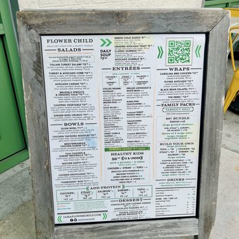Flower Child - Menu outside entrance - New American Near Me - Houston, Texas Flower Child - Menu outside entrance - New American Near Me - Houston, Texas