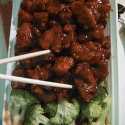 Oriental Kitchen - Orange chicken with broccoli.
