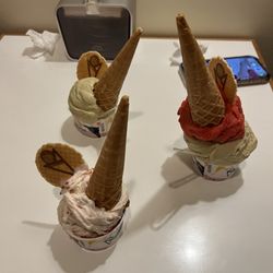 Gelataria Portuense - Pistachio, cheesecake and strawberry flavors