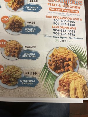 Menu photo 2 Mr Snappers Fish and Chicken Edgewood Ave Jacksonville, FL Menu photo 2 Mr Snappers Fish and Chicken Edgewood Ave Jacksonville, FL