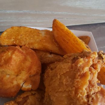Krispy Krunchy Chicken - $5 deal, 1 leg and thigh, wedge fries and 1 biscuit - Cajun/Creole Near Me - Campbell, California