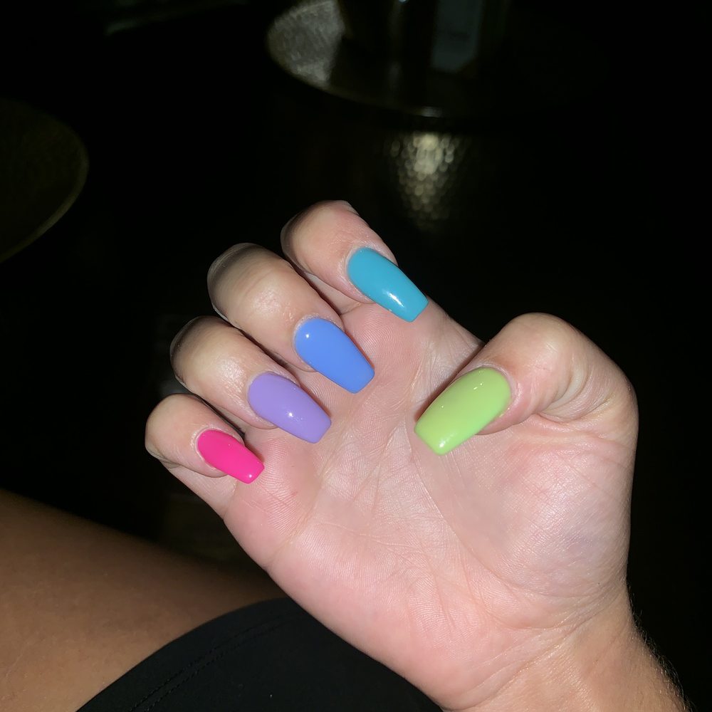 M54 Nails - Coffin shape, gel acrylic by Monica - Nail Salons Near Me - Washington, DC, District of Columbia