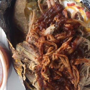 Pappas Bar-B-Q - Pulled pork loaded baked potato - Barbeque Near Me - Humble, Texas Pappas Bar-B-Q - Pulled pork loaded baked potato - Barbeque Near Me - Humble, Texas