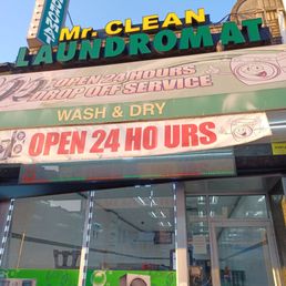 Exterior outside entrance of Mr Clean Laundry Mat Corporation - The front of the laundromat - Bronx, New York Exterior outside entrance of Mr Clean Laundry Mat Corporation - The front of the laundromat - Bronx, New York