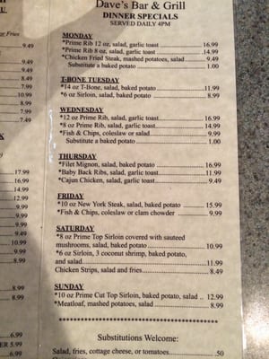 Menu photo 8 Dave's Bar & Grill Spokane Valley, WA Menu photo 8 Dave's Bar & Grill Spokane Valley, WA