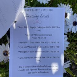 Dianna's Bakery Cafe and Deli - Afternoon tea "thank you" upcoming events March 2025