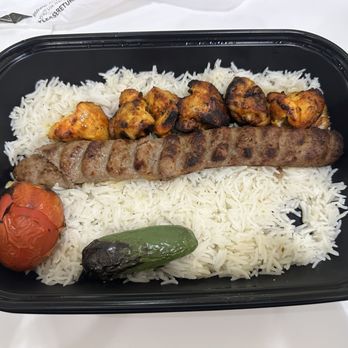 Massis Kabob - The Original Kabobery - #20 - Chicken Kabob & Beef Koubideh (served over Basmati Rice + roasted tomato + roasted jalapeño - Middle Eastern Near Me - Glendale, California Massis Kabob - The Original Kabobery - #20 - Chicken Kabob & Beef Koubideh (served over Basmati Rice + roasted tomato + roasted jalapeño - Middle Eastern Near Me - Glendale, California