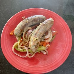 Angelo's Sausage - Hot italian sausage with peppers and onion. Yummy.