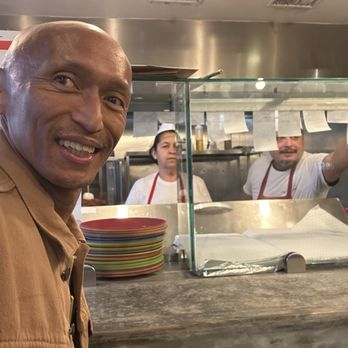 The Taco Stand - Me and the open kitchen staff. - Mexican Near Me - Costa Mesa, California
