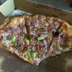 Incredibly thin, flat, not great pizza. Very disappointing.