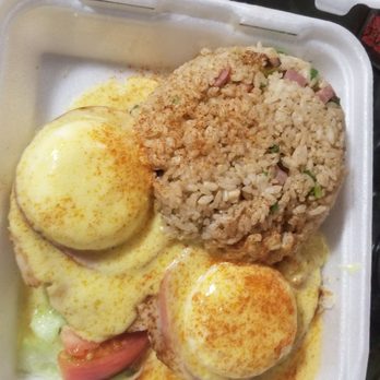 Koa Pancake House - Turkey and ham eggs Benedict with fried rice - Breakfast & Brunch Near Me - Honolulu, Hawaii