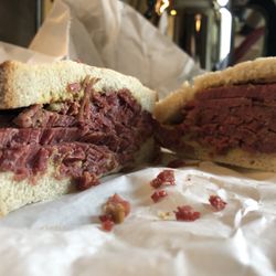 Delicious corned beef sammie on rye.