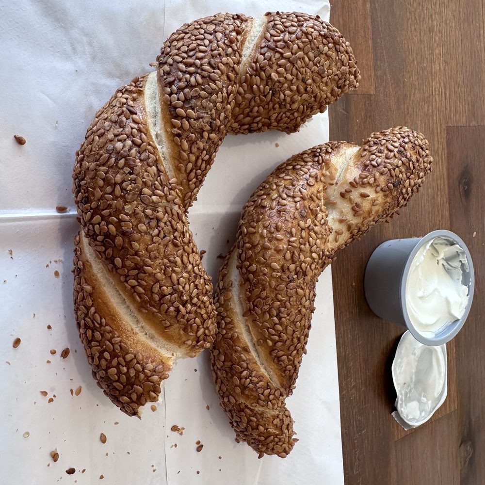 Sip Of Joy - Simit with cream cheese - Coffee & Tea Near Me - Boston, Massachusetts Sip Of Joy - Simit with cream cheese - Coffee & Tea Near Me - Boston, Massachusetts