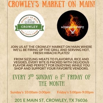 Hibachi Papi - Find us at the Crowley Farmers Market on Main - Food Trucks Near Me - Crowley, Texas Hibachi Papi - Find us at the Crowley Farmers Market on Main - Food Trucks Near Me - Crowley, Texas