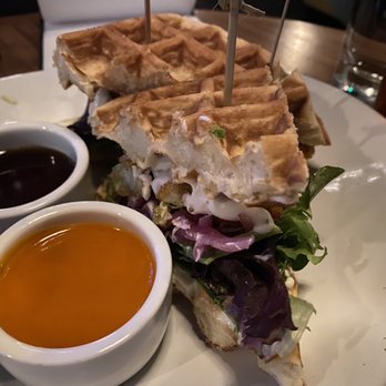 Life On Mars - Chicken Fried Artichoke Waffle Sandwich - American Near Me - Seattle, Washington Life On Mars - Chicken Fried Artichoke Waffle Sandwich - American Near Me - Seattle, Washington