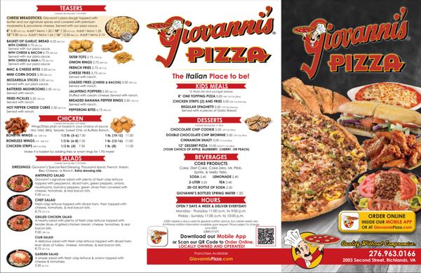 Menu photo 1 Giovanni's Pizza Richlands, VA Menu photo 1 Giovanni's Pizza Richlands, VA