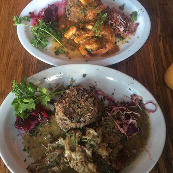 Pambiche - Top: Camarones Enchilados ($12) Bottom: Plato Cubano ($8.75) - Cuban Near Me - Portland, Oregon