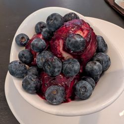 110 Grill - Lemon sorbet with blueberries