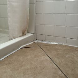 Sea Shell Motel - Bathroom floor "repair" they did....