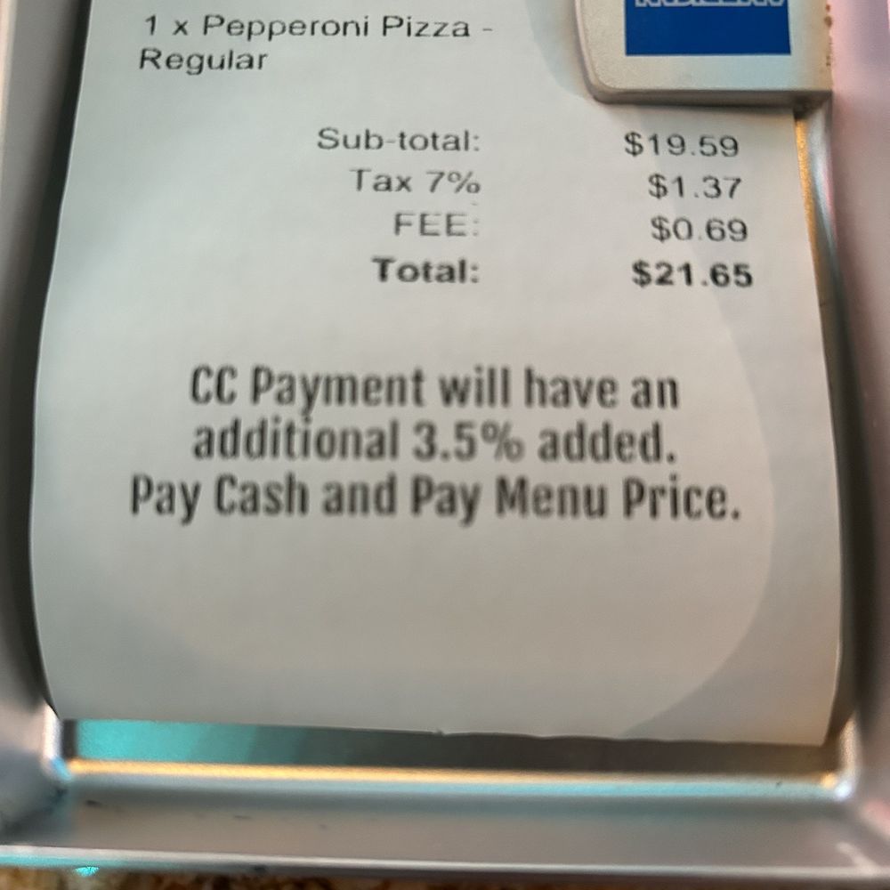 Boardwalk Bar & Grill - 3.5% Sue charge on credit card fees. Seriously???? - Pizza Near Me - Big Pine Key, Florida Boardwalk Bar & Grill - 3.5% Sue charge on credit card fees. Seriously???? - Pizza Near Me - Big Pine Key, Florida