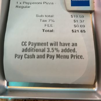 Boardwalk Bar & Grill - 3.5% Sue charge on credit card fees. Seriously???? - Pizza Near Me - Big Pine Key, Florida Boardwalk Bar & Grill - 3.5% Sue charge on credit card fees. Seriously???? - Pizza Near Me - Big Pine Key, Florida