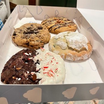 Cloud Cookie - Front to back: double chocolate candy cane, cloud cookie, cloud cookies n' cream, and mom knows best! - Desserts Near Me - Chicago, Illinois Cloud Cookie - Front to back: double chocolate candy cane, cloud cookie, cloud cookies n' cream, and mom knows best! - Desserts Near Me - Chicago, Illinois