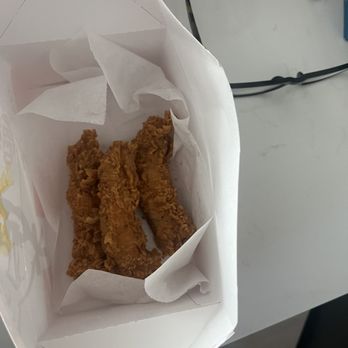 KFC - Three very small pieces of chicken tenders. They look bigger than what they really are in this pic, but trust me they are small. SMH - Fast Food Near Me - Manteca, California KFC - Three very small pieces of chicken tenders. They look bigger than what they really are in this pic, but trust me they are small. SMH - Fast Food Near Me - Manteca, California