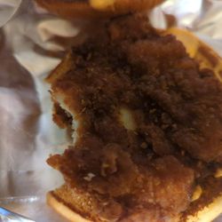 McDonald's - Burnt chicken sandwich !!  And cold fries!!?