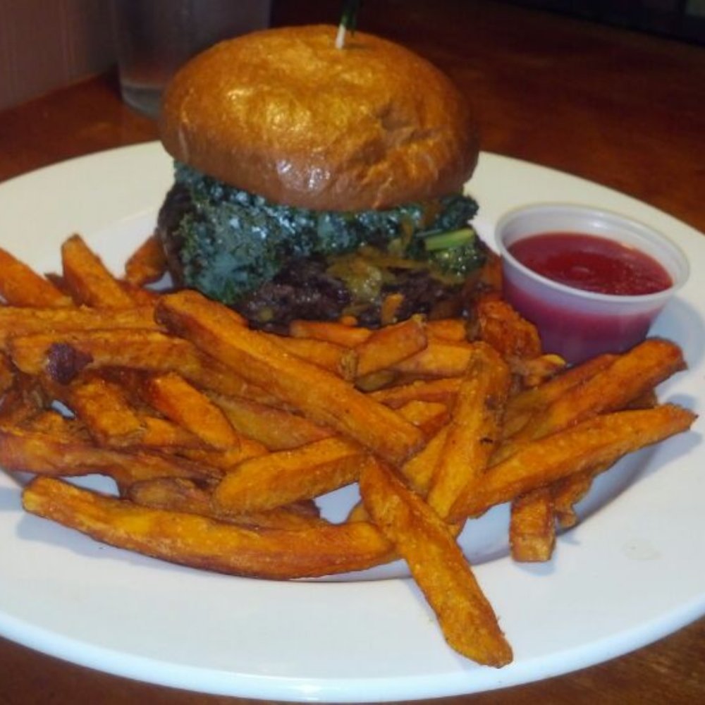 Spokes On Southern - Kale burger, sweet potato fries - New American Near Me - Tempe, Arizona Spokes On Southern - Kale burger, sweet potato fries - New American Near Me - Tempe, Arizona