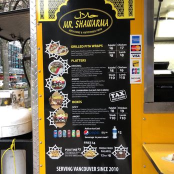 Mr. Shawarma - Menu - Food Trucks Near Me - Vancouver, British Columbia