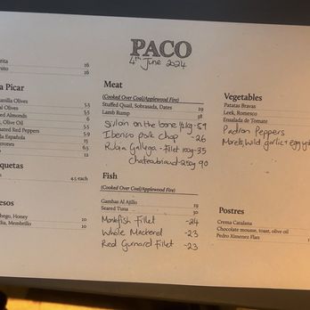 Paco Tapas - Menu - Spanish Near Me - Bristol, BST