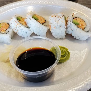 Grill N Chop - a plate of sushi and sauce - Sushi Bars Near Me - Gilbert, Arizona