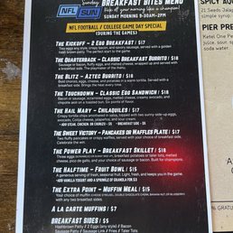 NFL Sunday menu - food NFL Sunday menu - food
