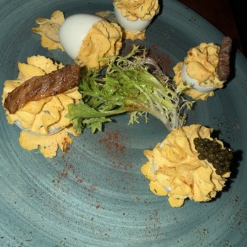 Primal Steakhouse - Deviled eggs with Wagyu and caviar - Steakhouses Near Me - Las Vegas, Nevada Primal Steakhouse - Deviled eggs with Wagyu and caviar - Steakhouses Near Me - Las Vegas, Nevada